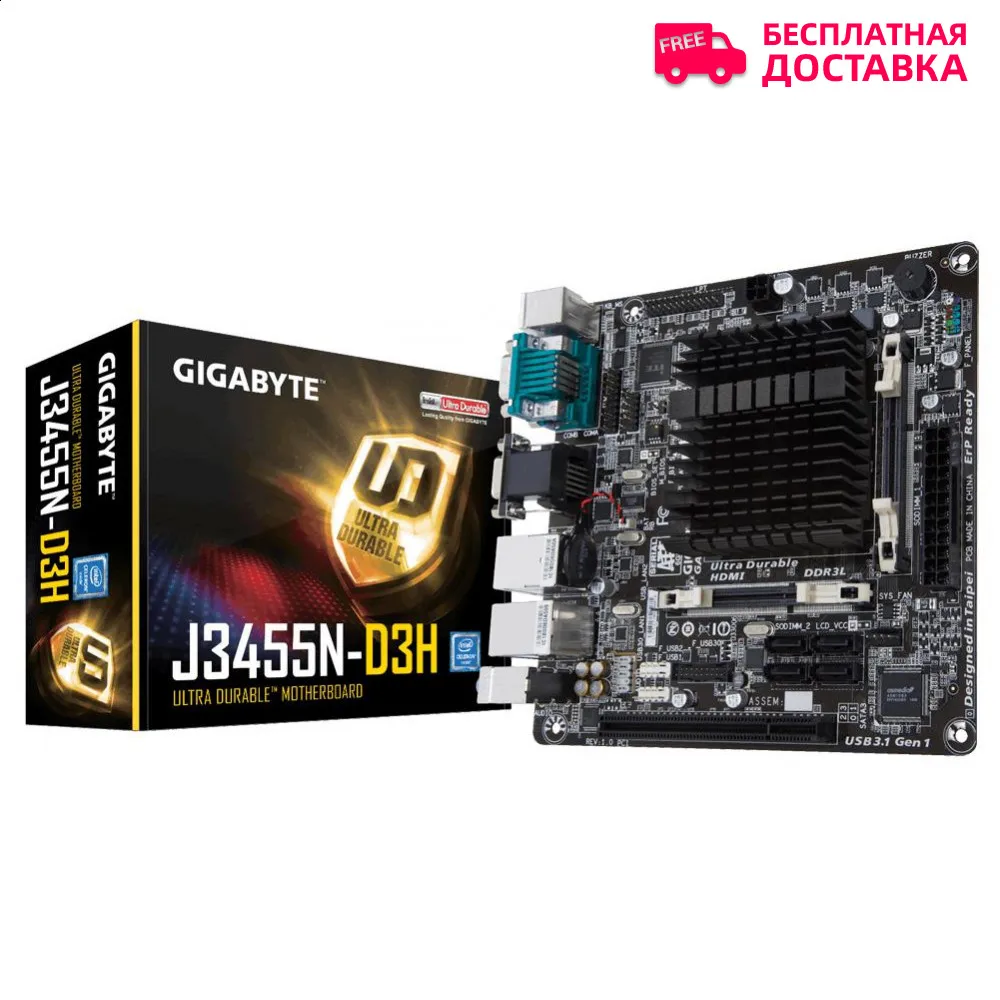 Материнская плата GIGABYTE CELERON J3455 MITX GA J3455N D3H|Материнские платы| |