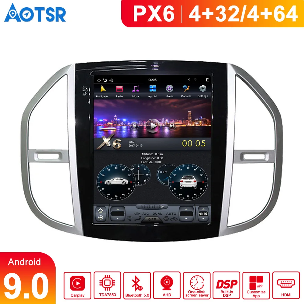 

AOTSR Tesla 12.1" Android 9 PX6 4G 64GB Car Player For Mercedes Benz Vito 2016 - 2019 Car GPS Navi CarPlay Head Unit DSP Stereo