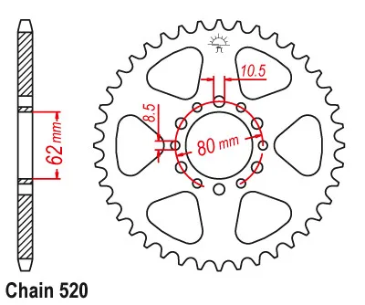 LOPOR 520-46T мотоциклетные запчасти Задняя звездочка подходит для Yamaha IT125 G H 80-81 XT240 SR250 Exciter XT250 81-90 XT 250 3Y3