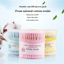 200 шт. ватный тампон с двойной головкой для женщин Чистка ушей для носа макияж с хлопковым бутоном наконечником для медицинских деревянных палочек инструменты для медицинского ухода