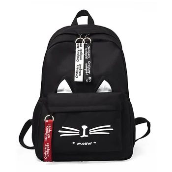 

2019 Cat Ears Cartoon School Backpacks bags for Teenage Girls Nylon Backpack Schoolbag Women Famale Casual Teen student bookbag