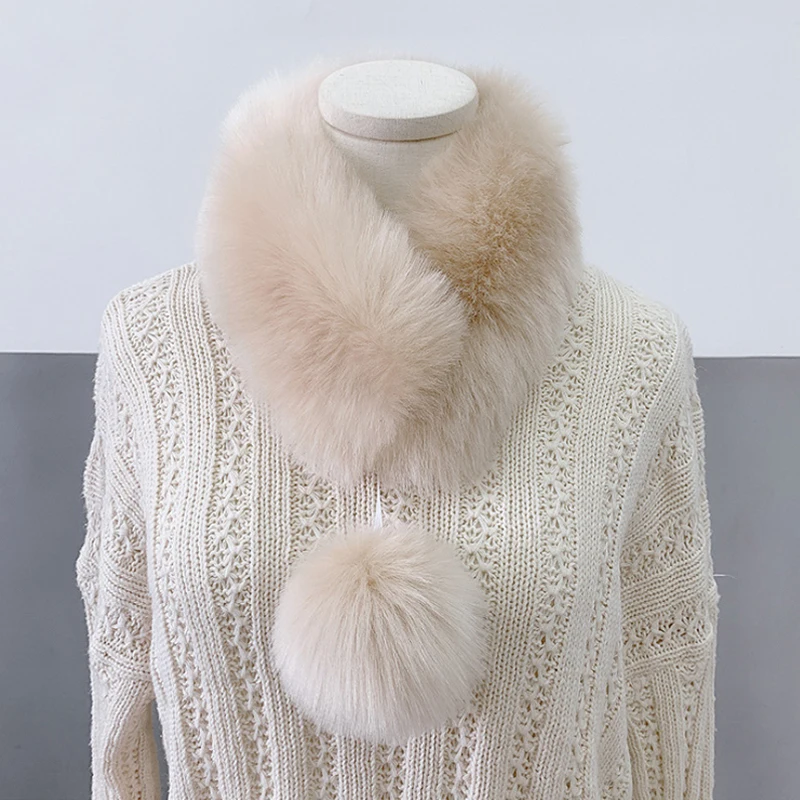 Зимний женский воротник из лисьего меха шарф шейный теплый платок плотный