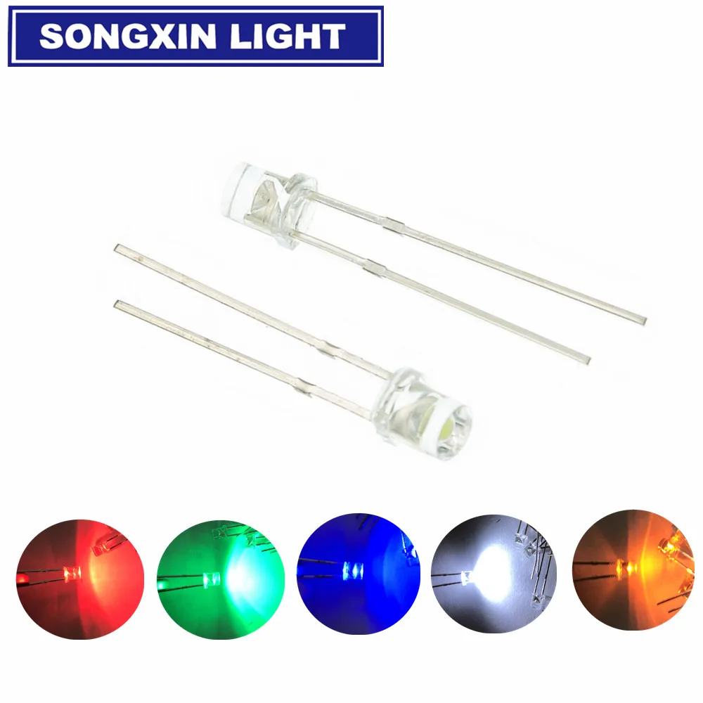 XIASONGXIN LIGHT 5valuesx200шт = 1000 шт 3 мм белый/синий/красный/зеленый/желтый плоский верх