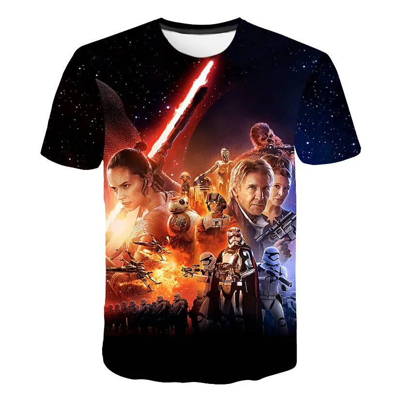 Новая модная брендовая детская футболка с 3D принтом «Звездные войны» Удобная футболка с короткими рукавами в стиле Харадзюку для мальчиков и девочек - Цвет: The picture color