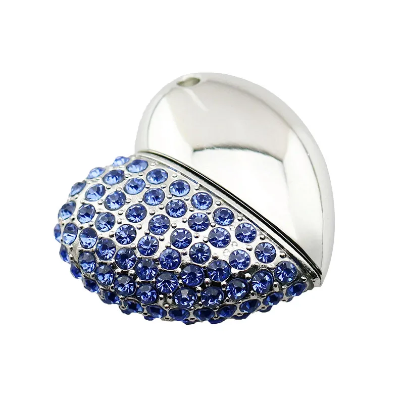 USB 3.0 Crystal Diamond Love Heart Usb Flash Drive Memory Stick Hearts Necklace Pendrive 4GB 8GB 16GB 32GB 64GB U Disk Girl Gift