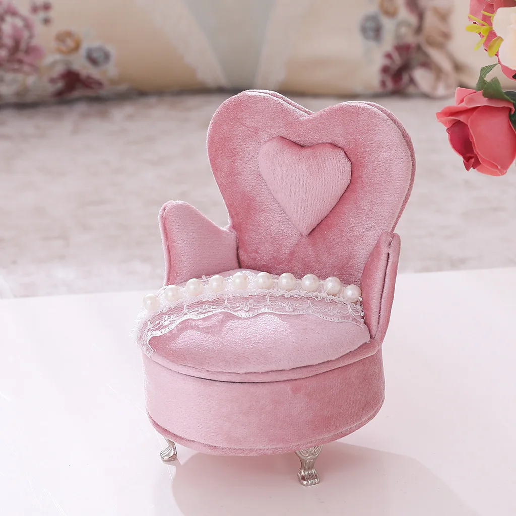 Розовый стул коробка для ювелирных изделий в форме браслета Кольцо Дисплей Органайзер чехол(3,9x3,9x5,51 дюймов