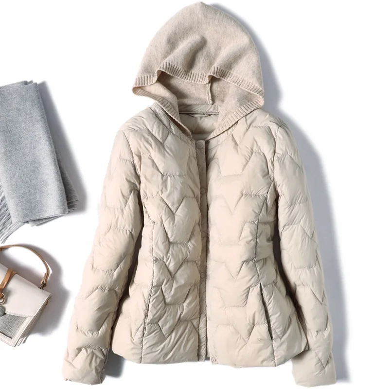 NewBangWomensWhiteDownJacketWithHoodedUltraLightDownJacket