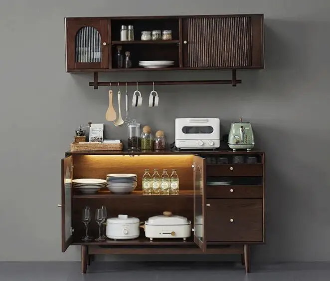 Solid wood side dining cabinet storage cabinet living room wall side dining table domestic French preparation CABINET CU