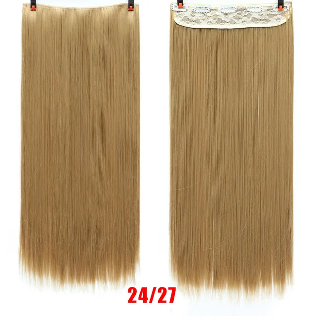 DIFEI 60 см 24 дюйма длинные прямые синтетические волосы для наращивания 5 клипсов в высокой температуре волокна черный коричневый шиньон - Цвет: NC/4HL
