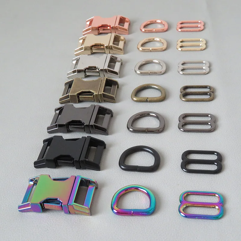 

20Sets/Lot Wholesale Metal Hardware D Rings Slider Belt Buckle Clasp For Pet Dog Collar Harness Sewing Accessories High Quality