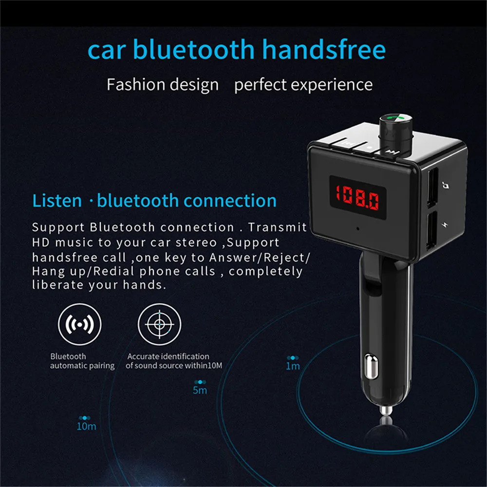 BS6 беспроводной автомобильный Bluetooth fm-передатчик Аудио Автомобильный MP3-плеер fm-модулятор громкой связи Bluetooth автомобильный комплект с двойным USB