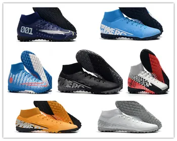 

2019 mens soccer cleats Superfly VII Club TF leather soccer shoes cheap Neymar JR CR7 Ronaldo high ankle football boots Select 3