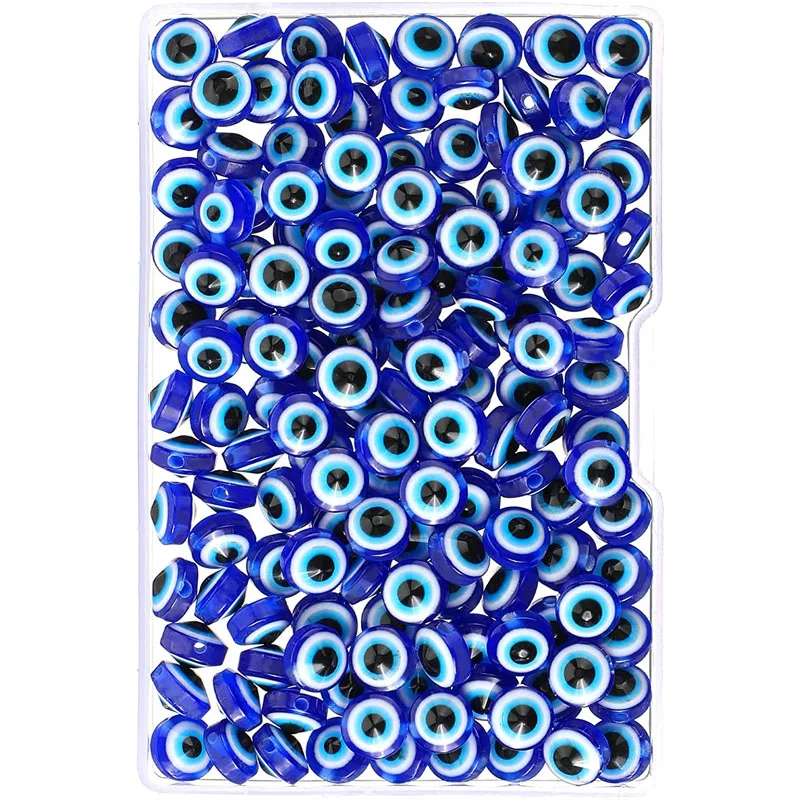 

150Pcs Handmade Resin Evil Eye Beads Charms Round Spacer Beads Turkish Beads for DIY Jewelry Earring Necklace Craft Making