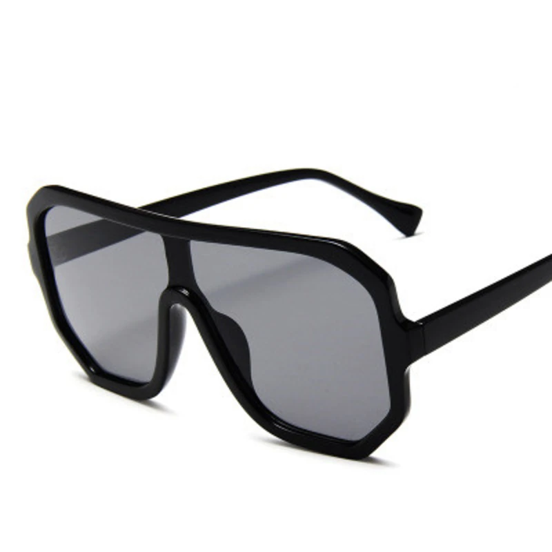 

nauq new trend Oversize sunglasses frame women men 2020 luxury brand one piece PC glasses personality retro sun glasses grey len