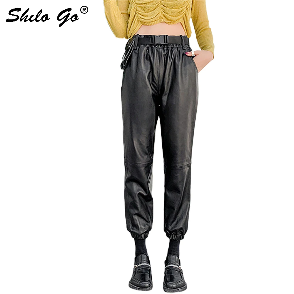 Lederen Broek Highstreet Safari Stijl Gesp Gordel Schapenvacht Harembroek Vrouwen Herfst Winter Casual Solid Broek Lederen Broek Highstreet Safari Stijl Gesp Gordel Schapenvacht Harembroek Vrouwen Herfst Winter Casual Solid Broek