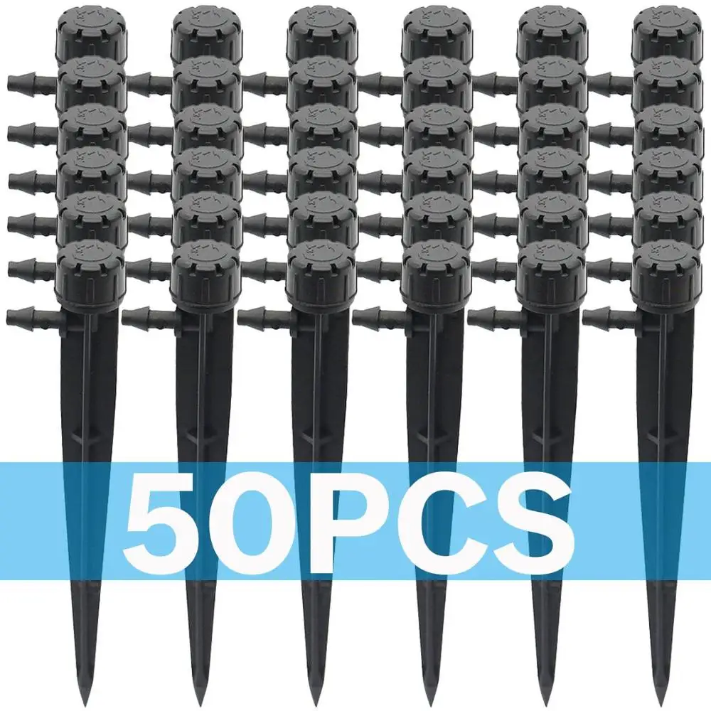 KSL01-KIT021-50PCS 50 шт. садовый капельный полив для полива и орошения Регулируемый распылитель 360 градусов капельница установка заземления 4/7 мм шланг Теплицы цветок - Цвет: KSL01-KIT021-50PCS