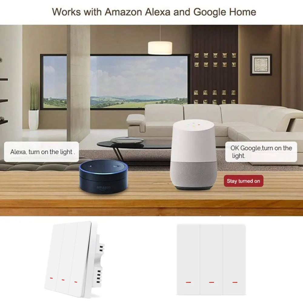 Умный выключатель Zigbee настенный Механический с голосовым управлением работает