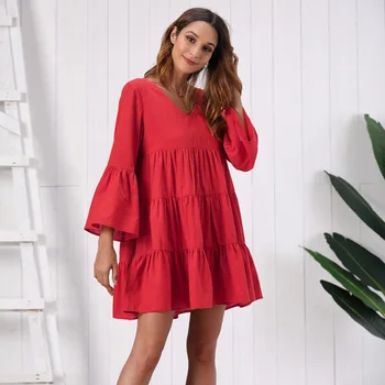 

BGW 31626ht Little V Neck A Line Cocktail Dresses Three Quarter Sleeves Mini Gown Two Colors 2020 Robe Cocktail Courte