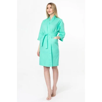 

Dressing gown waffle female "Save and I" sleeve 3/4, turquoise color r. 46-48, chl 100%, 200 g / m²