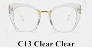 c13clearclear Женские квадратные солнцезащитные очки больших размеров, Женские винтажные солнцезащитные очки, новинка, кошачий глаз, солнцезащитные очки для женщин, мужчин, женщин, UV400 - Цвет линз: c13clearclear
