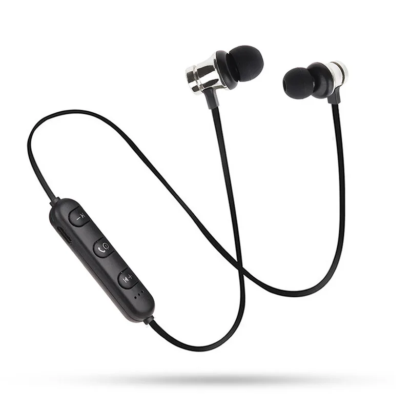 Silver Магнитные беспроводные Bluetooth наушники стерео водонепроницаемые спортивные наушники-вкладыши гарнитура наушники с микрофоном для iPhone samsung - Цвет: Silver