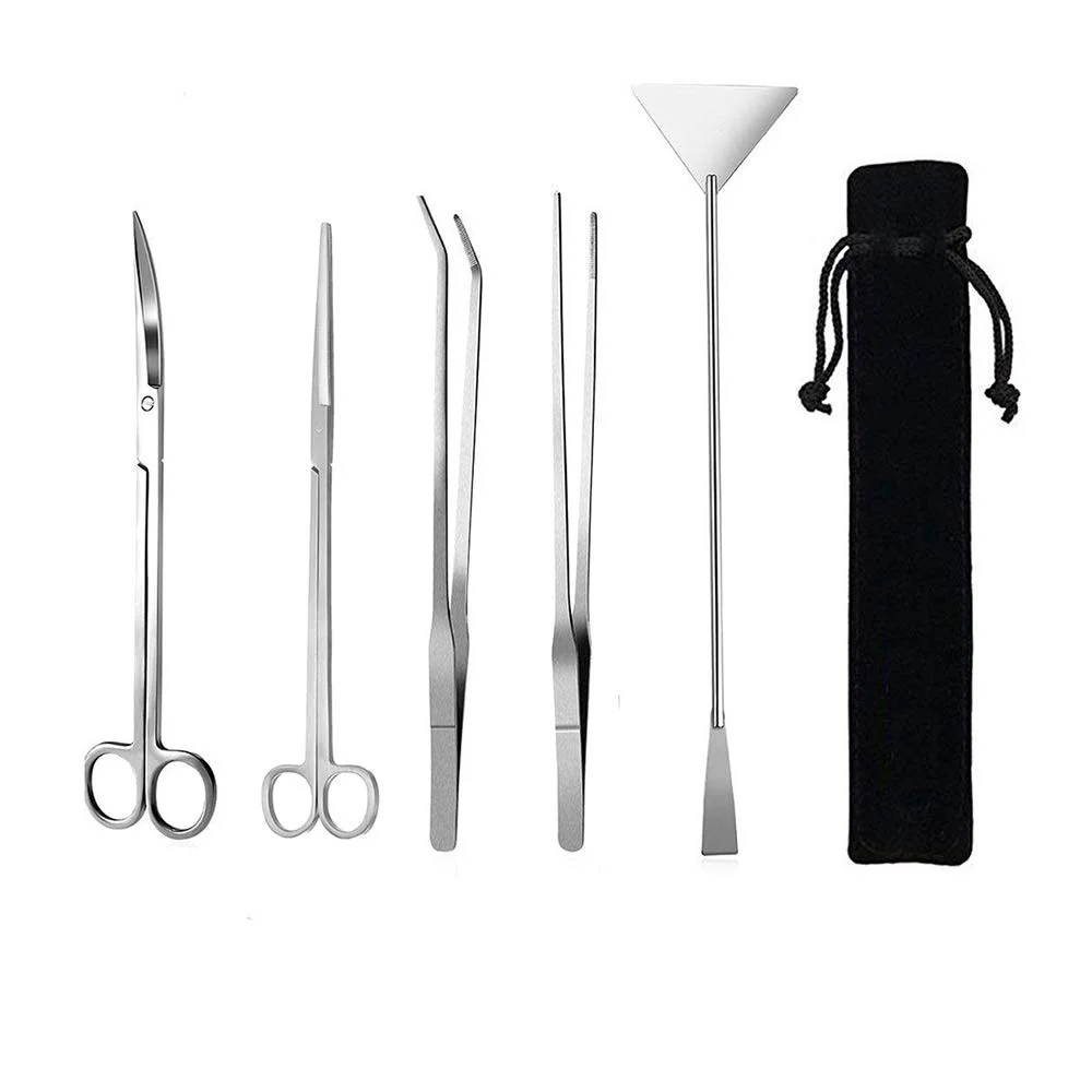 

25cm Stainless Steel Aquarium Scissors Tweezers Fish Tank Cleaning Tools Kits for Aquatic Plants Aquascape Tool Set