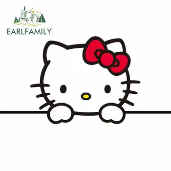 

EARLFAMILY 13cm x 6.8cm for Cartoon Hello Kitty Car Sticker Motorcycle Decal Window Bumper Car Styling Waterproof Graphics