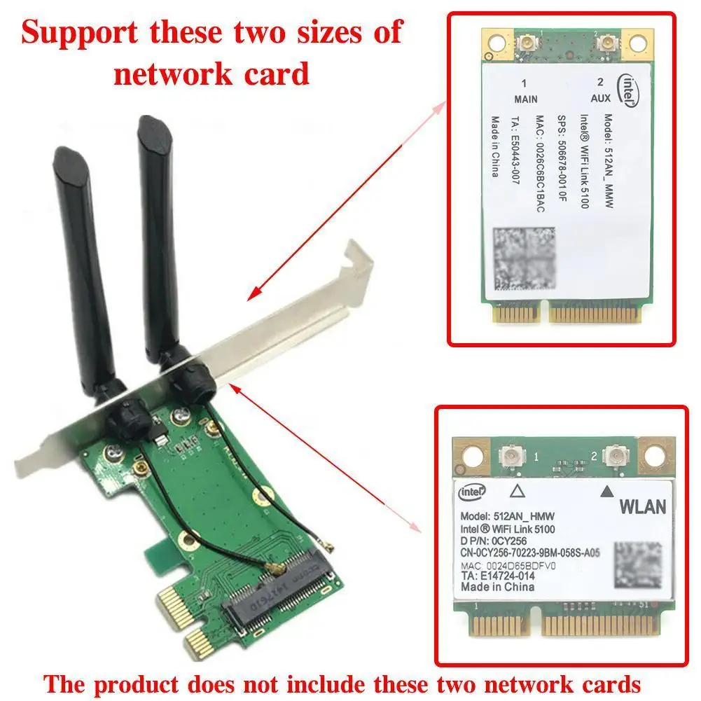 Wireless Wifi Network Card Mini PCIE To PCI-E 1X Desktop Adapter Accessories Antennas Computer Parts | Компьютеры и офис