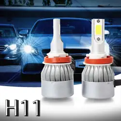Новый 2шт C6 светодиодный комплект фар для автомобиля COB H11 36W 7600LM белые лампочки CNIM Hot