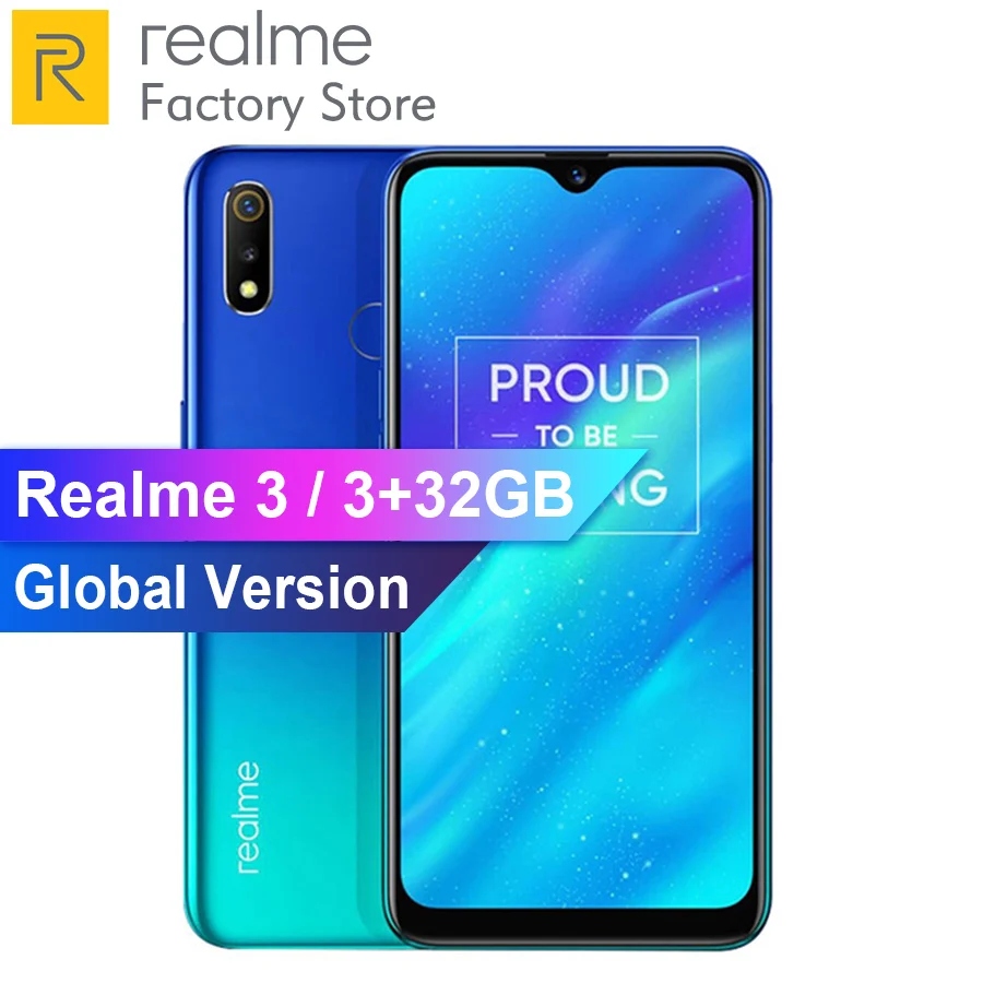 

Global Version Realme 3 6.2'' 3GB RAM 32GB ROM Helio P60 Octa Core Android P 13MP Dual Cameras 4230mAh Battery Mobile Phone