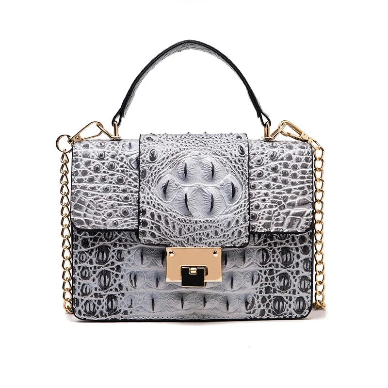 Роскошные сумки женские сумки дизайнерские Bolsa Feminina модные сумки через плечо женские сумки из крокодиловой кожи - Цвет: Светло-серый