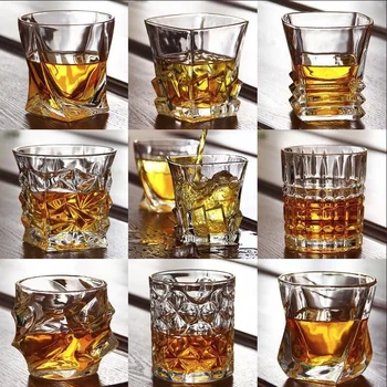 

2 Pcs/lot Clear Crystal Whiskey Glass Glassware for Whiskey Beer Drinking Cup Wine Glass 100-300ml DDC-49