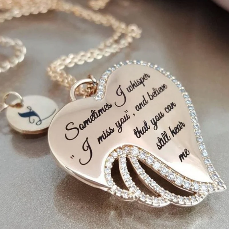 Sometimes I Whisper I Miss You, And Believe That You Can Still Hear Me Elegant Sanctity Angel Wing Necklace Jewelry Gifts