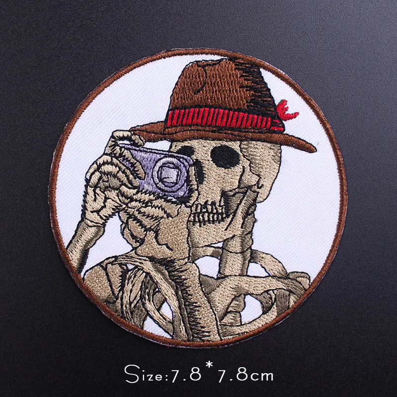 Skeleton Einhorn Patches Für Kleidung Punk Schädel Patches Für Kleidung Hippie Bestickte Patches Für Kleidung Streifen Für Kleidung – Detail 1
