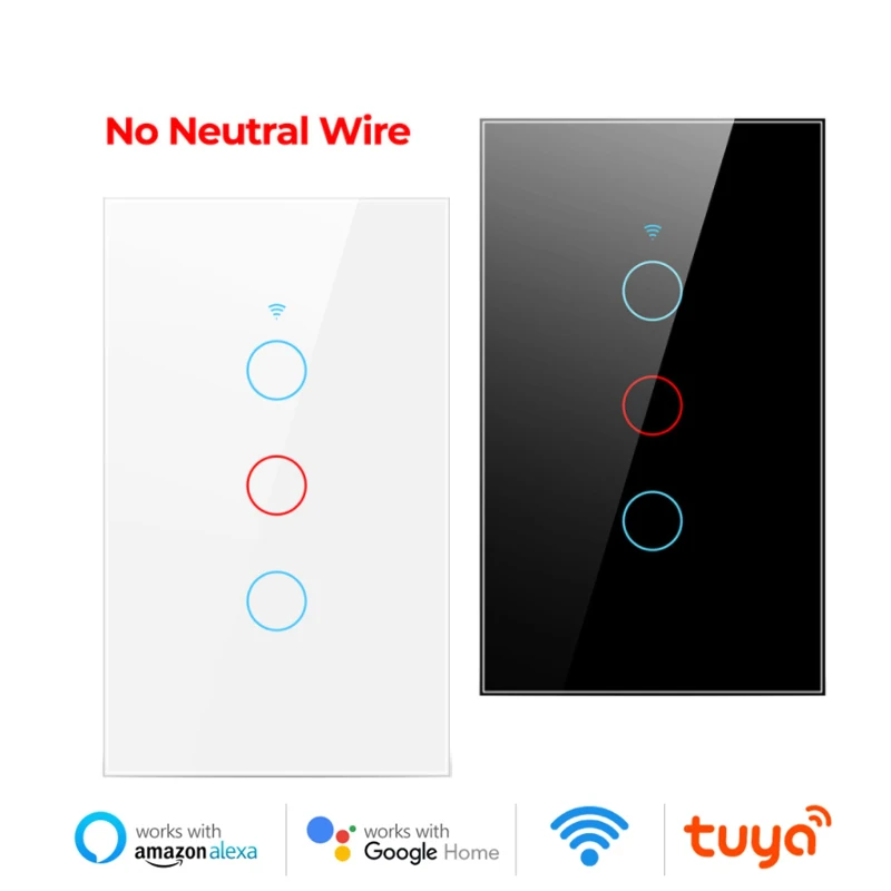 Умный настенный выключатель TUYA Wi-Fi без нейтральсветильник света сенсорный умный