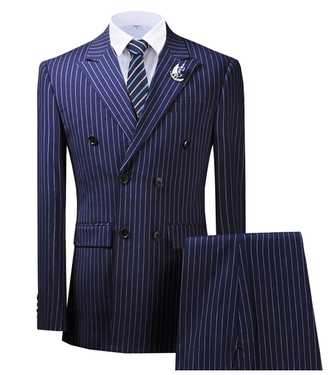 Костюмы Для мужчин Для мужчин s костюм 3 предмета с v-образной горловиной, в тонкую полоску, свадьба Groomman с зазубренными лацканами смокинг для мальчиков(пиджак+ жилет+ брюки - Цвет: Royal blue