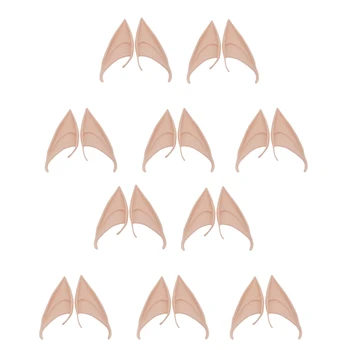 

10 Pairs Fairy Pixie Elf Ears Soft Pointed Ears Tips Anime Party Dress Up Costume Accessories (12CM)