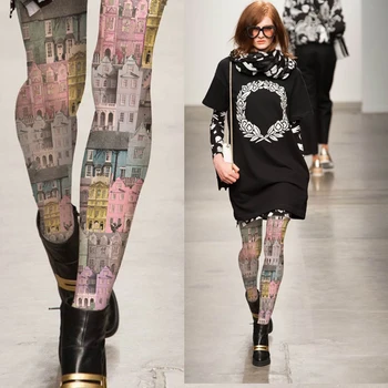 

High-quality European and American Style Colorful Retro House Printing Pantyhose Tights Women