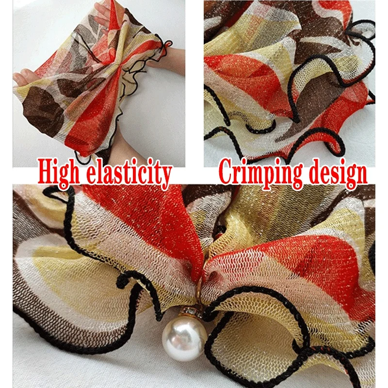 Lace Variety Scarf Necklace Fake Pearl Pendant Chiffon Loop For Women women scarves