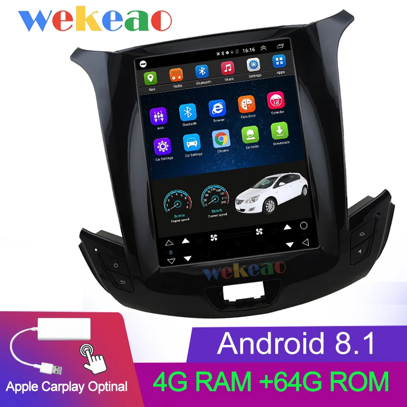 Автомобильный dvd-плеер Wekeao с вертикальным экраном Tesla style 10,4 ''Android 8,1, автомобильный gps-навигатор, Автомагнитола для Chevrolet Cruze+ 4G - Цвет: Android Car Radio