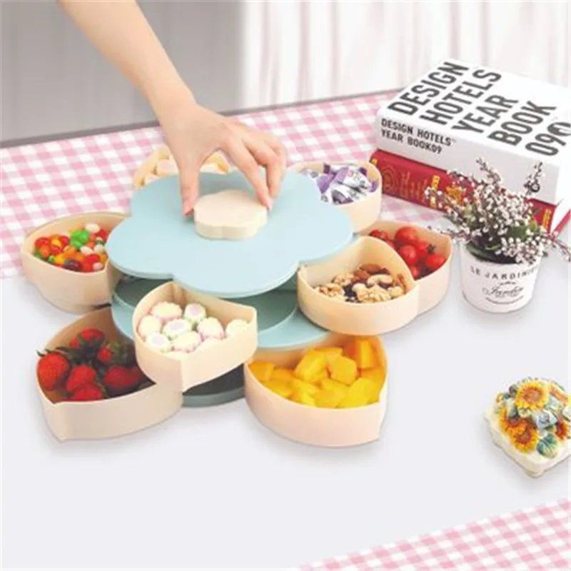 2 х слойная вращающаяся коробка для хранения закусок конфет многофункциональный