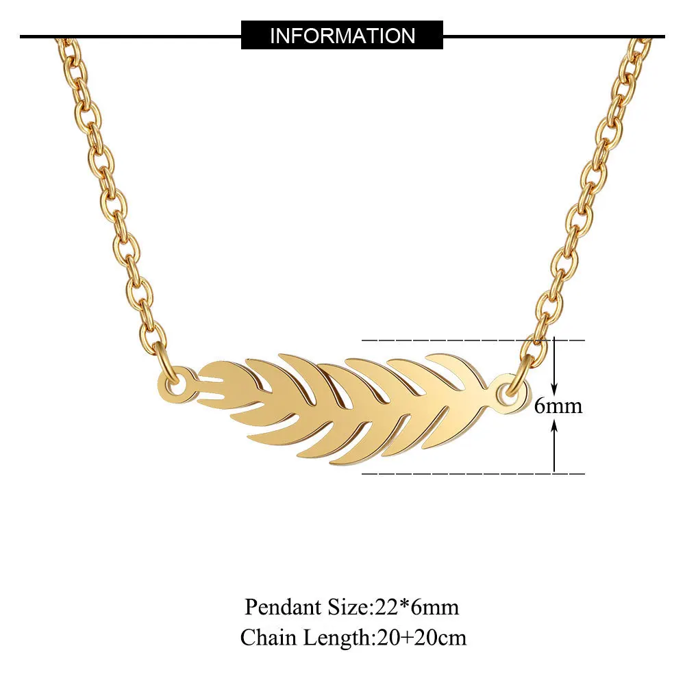 

Wei xing Leaf Titanium Steel Necklace Women's Hot Sales Fashion Stainless Steel Ornament Feather Trees Leaf Pendant Necklace