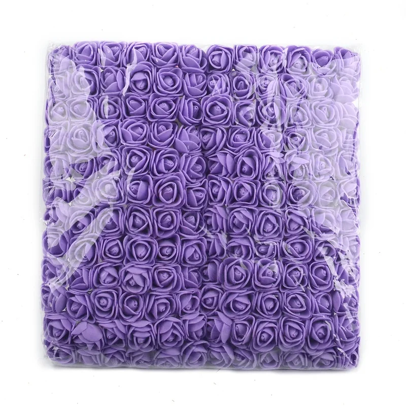 144pcs Mini PE Foam Rose Artificial Flower Bouquet For Wedding Decoration DIY Scrapbooking Wreath Supplies Fake Flower Craft - Цвет: Purple