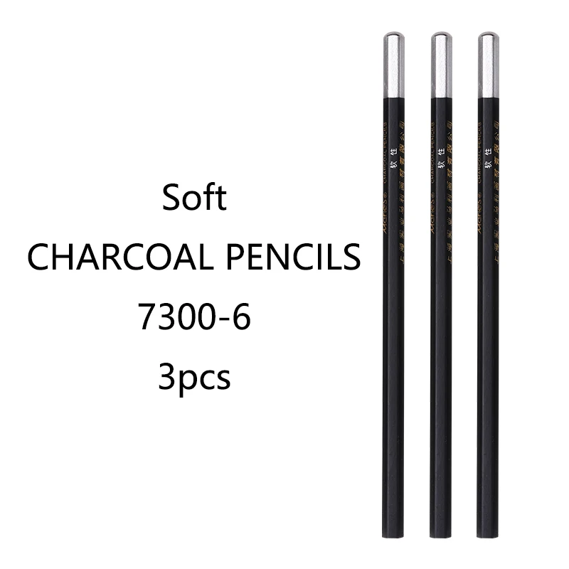 3 pcs 7300-6 3 шт. карандаш для эскизов, художественный карандаш, мягкий/супер мягкий/нейтральный/твердый деревянный или бумажный материал, корпус ручки - Цвет: 3 pcs 7300-6