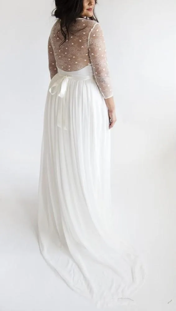 Свадебные платья vestido de noiva летнее пляжное свадебное платье 3/4 рукава сексуальное шифоновое платье в пол плюс свадебное платье