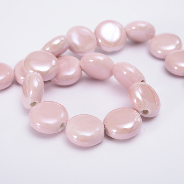 Oblate Ceramics Beads Solid Smooth Loose Spacer Beads for Jewelry Making DIY Bracelet Necklace Earrings Accessories