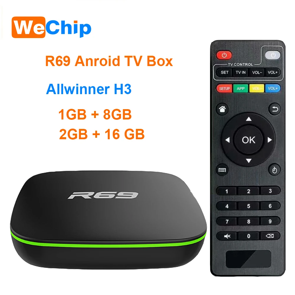 ТВ приставка Wechip R69 на Android 7 1 + 8 Гб Allwinner H3 4 ядра 2 ГГц Wi Fi 1080P HD|ТВ-приставки и