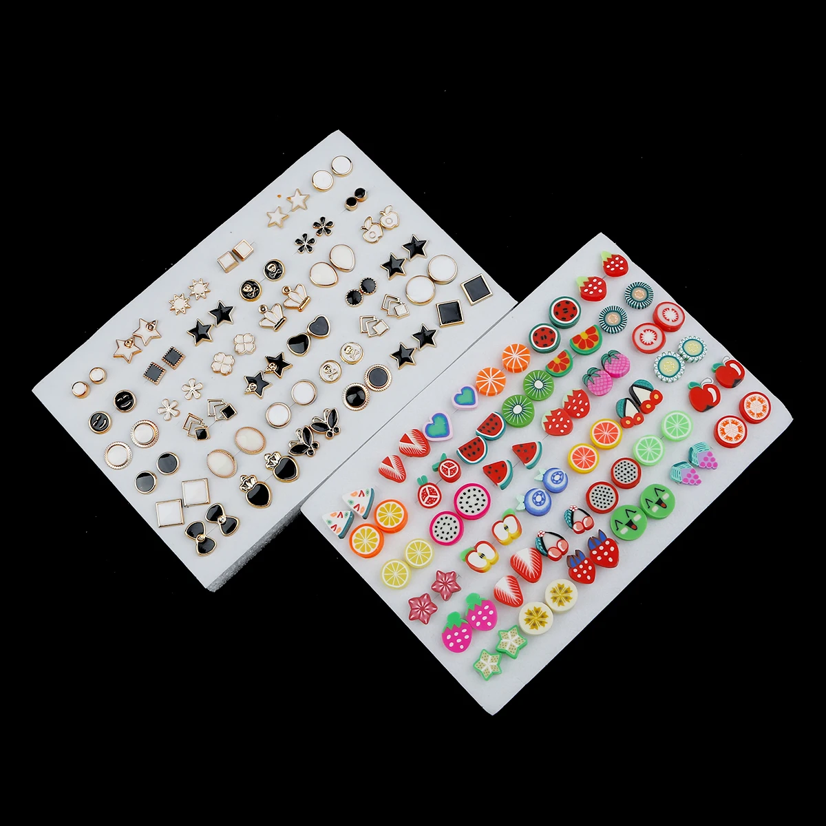 18/36/100Pairs Mixed Styles Rhinestone Sunflower Geometric Animal Star Moon Plastic Stud Earrings Set For Women Girls Jewelry