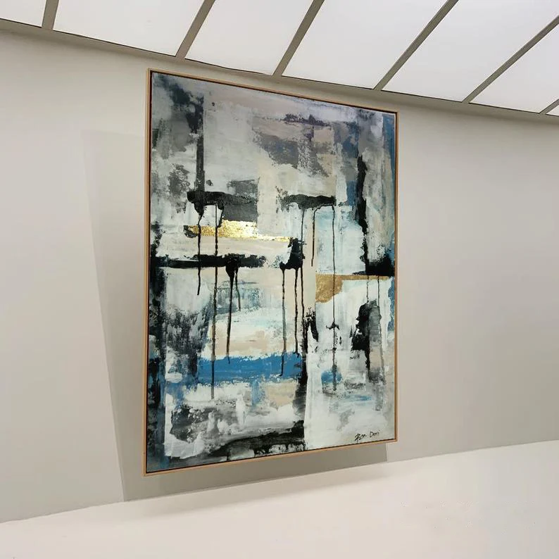 

XL Abstract Painting Art Canvas Painting Big Painting Oversized Paintings Huge Painting Gold Leaf Painting Black Art Canvas Art