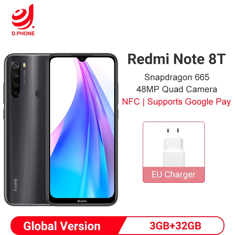  Global Version Xiaomi Redmi Note 8T 3GB 32GB Smartphone Snapdragon 665 Octa Core 48MP Quad Camera 4